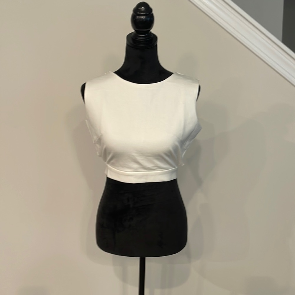 - A fan of bow knot. White crop top by Chicwish
